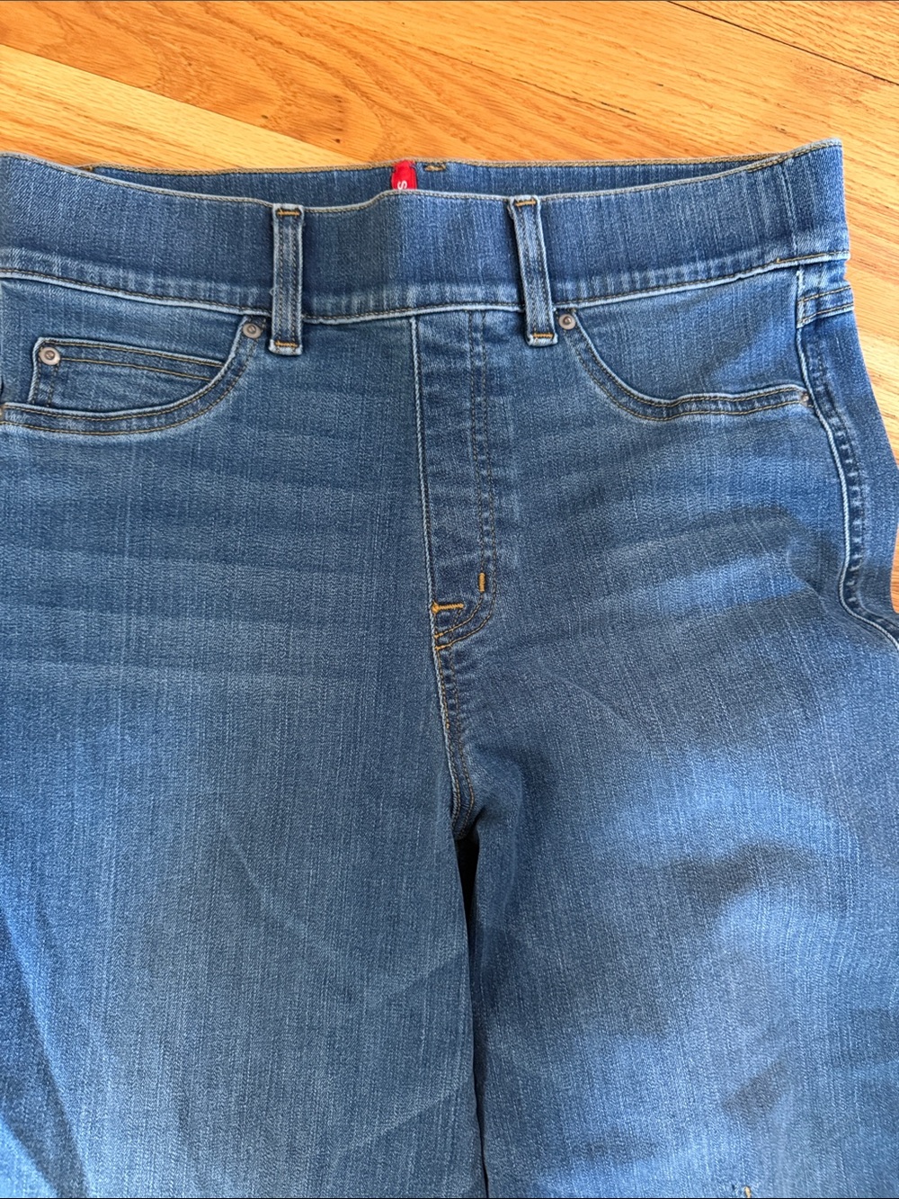 SPANX Light Blue Denim Jeans. Wide leg